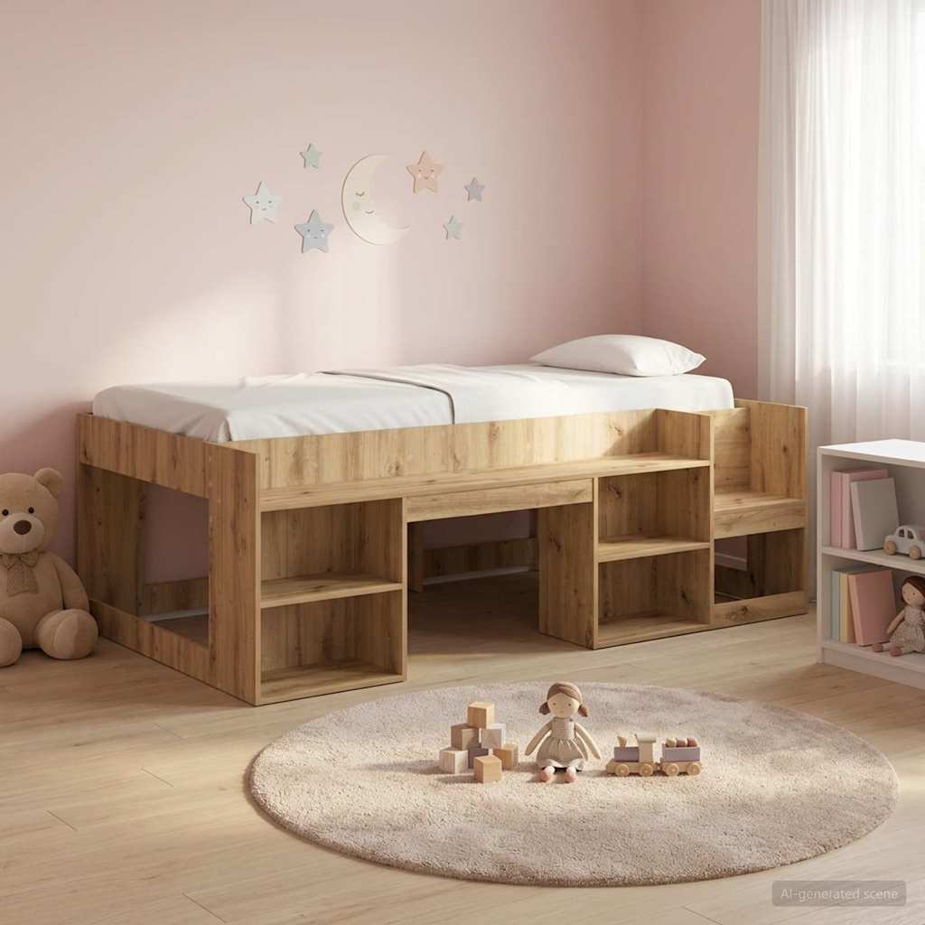 vidaXL Łóżko dziecięce z miejscem do przechowywania Dąb artisan