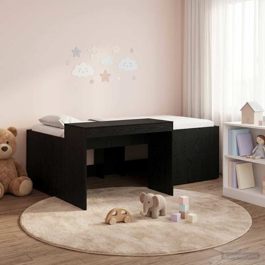 vidaXL Pojedyncze łóżko dla dzieci z biurkiem Czarny 80 x 200 cm