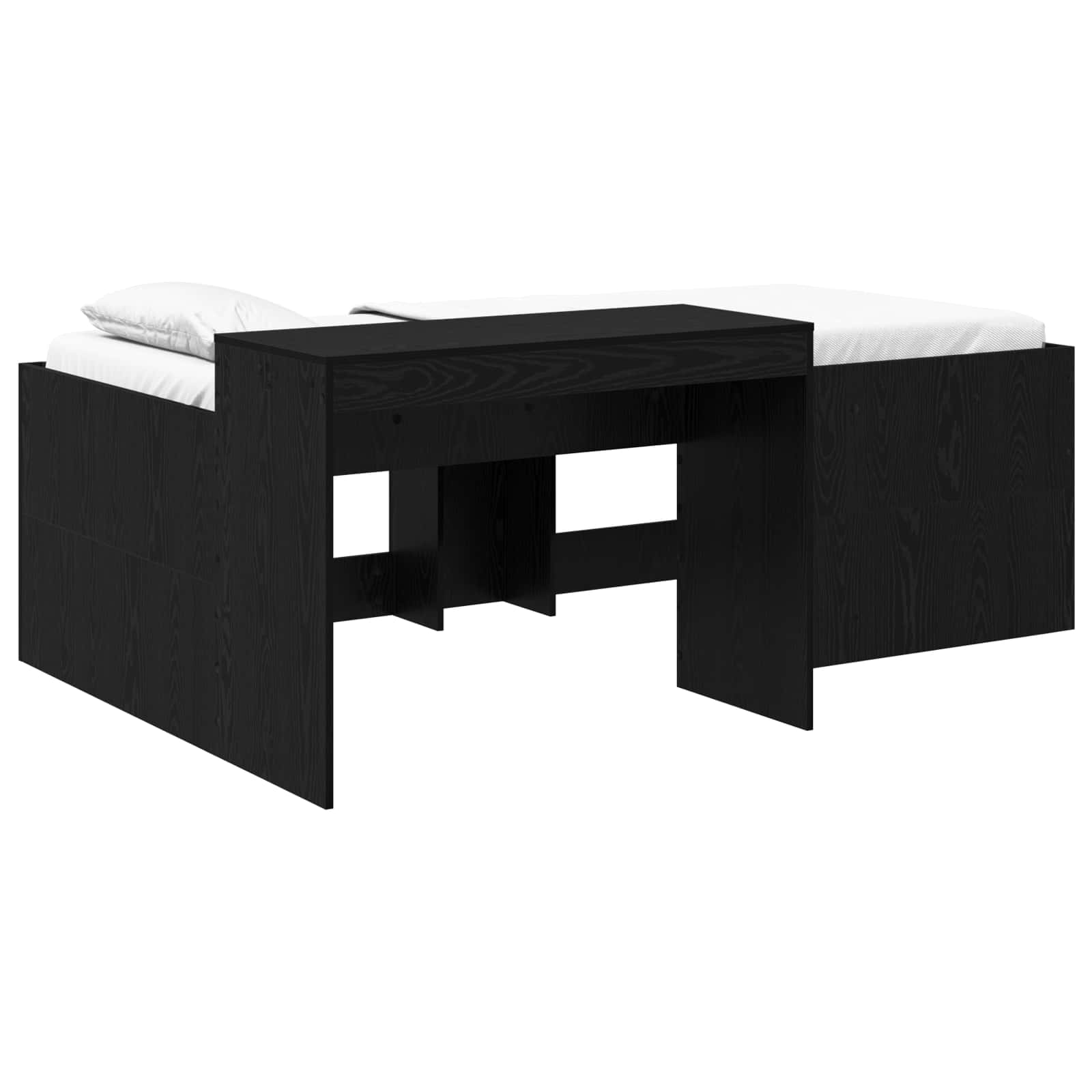 vidaXL Pojedyncze łóżko dla dzieci z biurkiem Czarny 80 x 200 cm