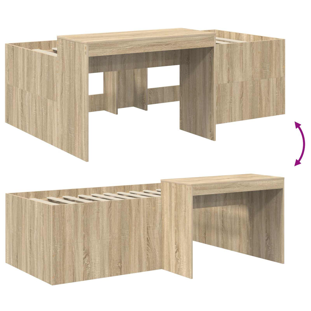 vidaXL Pojedyncze łóżko dla dzieci z biurkiem dąb Sonoma 80 x 200 cm
