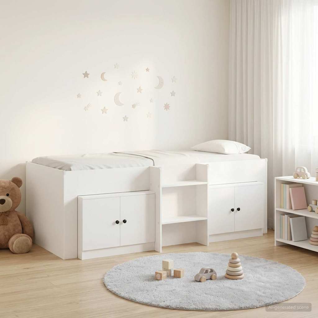 vidaXL Łóżko na podwyższeniu z szafką z przechowywaniem 3 pcs Biały