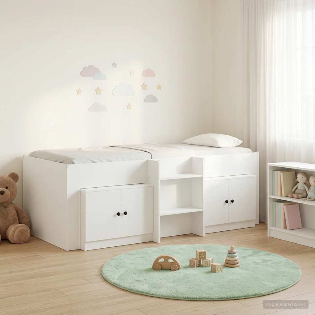 vidaXL Stelaż łóżka na poddaszu z szafką z przechowywaniem 3 pcs Biały