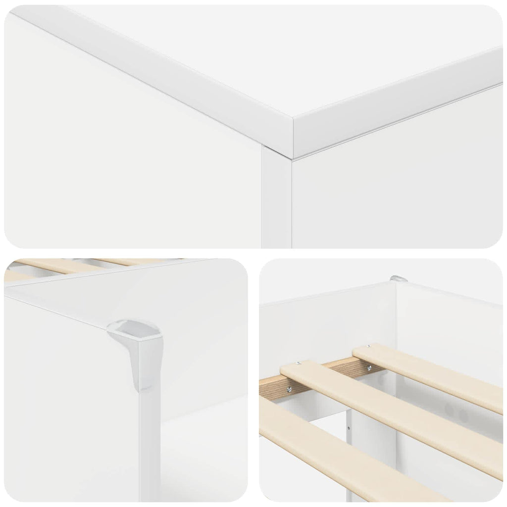 vidaXL Łóżko na podwyższeniu z szafką z przechowywaniem 3 pcs Biały