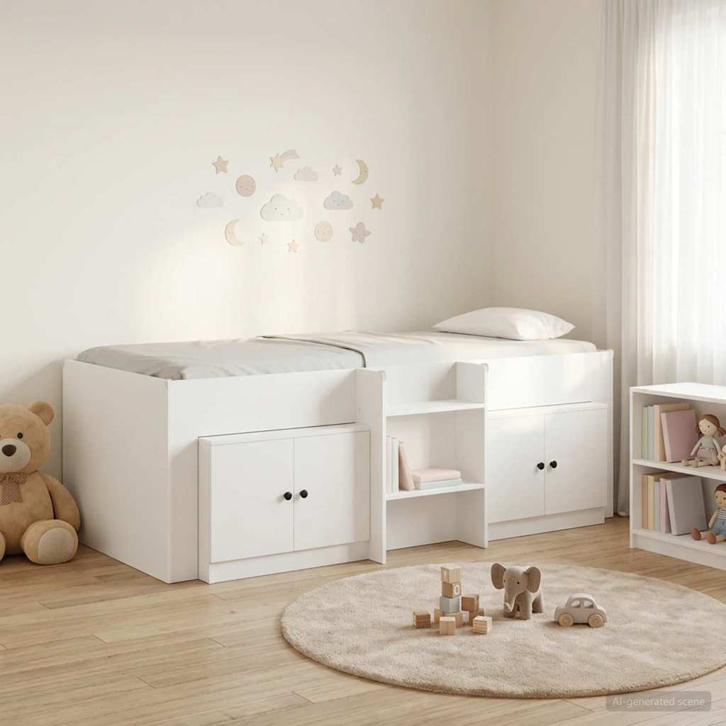 vidaXL Łóżko na podwyższeniu z szafką z przechowywaniem 3 pcs Biały