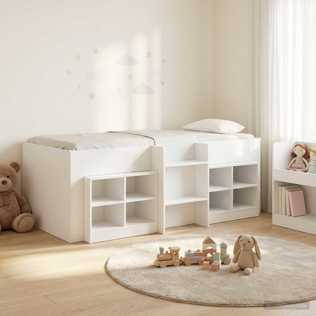 vidaXL Łóżko na podwyższeniu z szafką z półką 3 pcs Biały