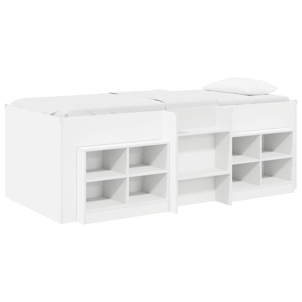 vidaXL Łóżko na podwyższeniu z szafką z półką 3 pcs Biały