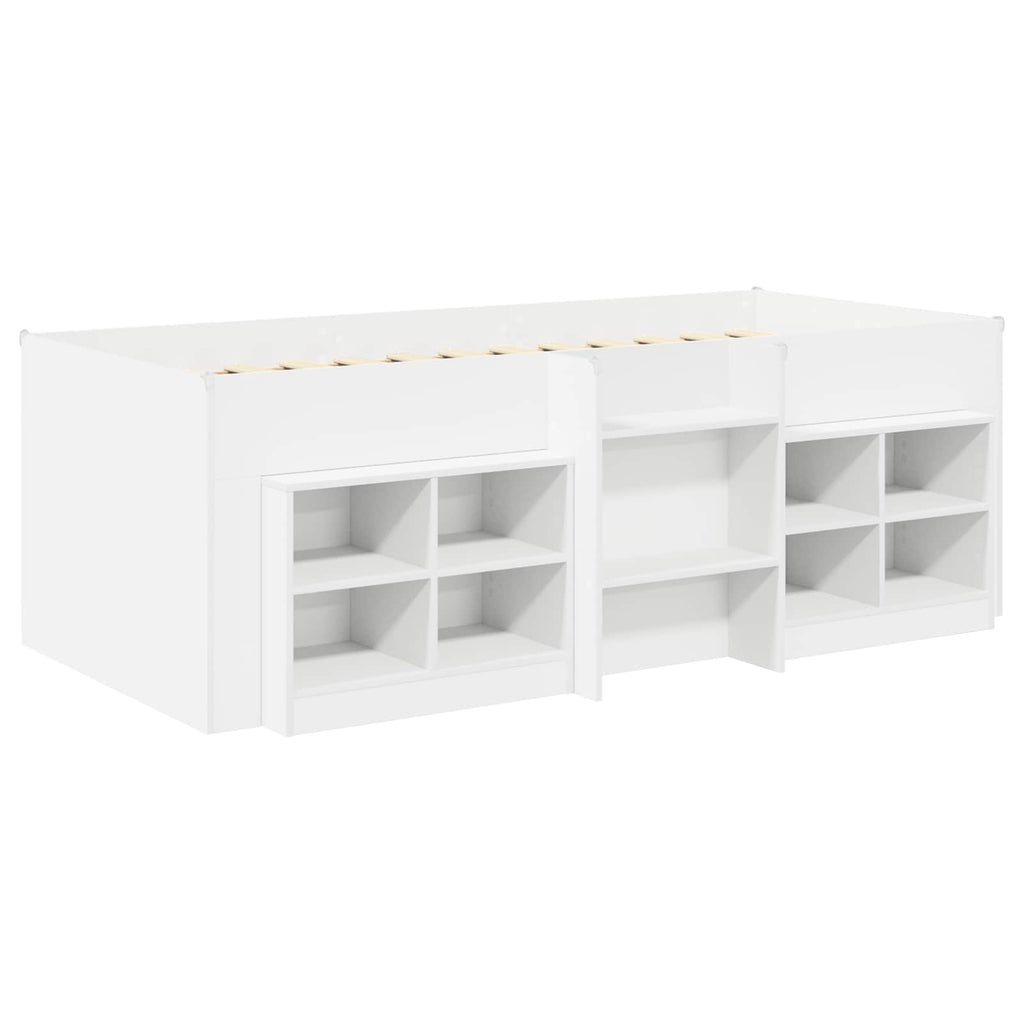 vidaXL Łóżko na podwyższeniu z szafką z półką 3 pcs Biały