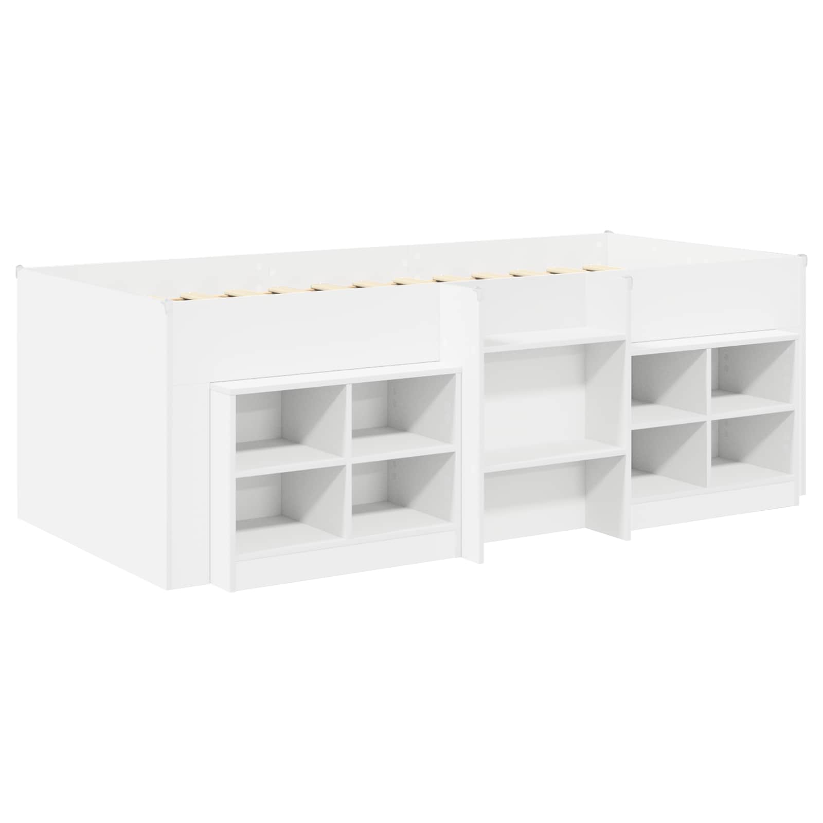 vidaXL Łóżko na podwyższeniu z szafką z półką 3 pcs Biały