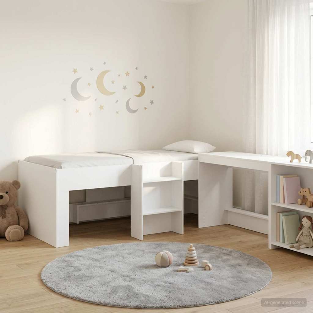 vidaXL Pojedyncze łóżko dla dzieci z biurkiem Biały 80 x 200 cm