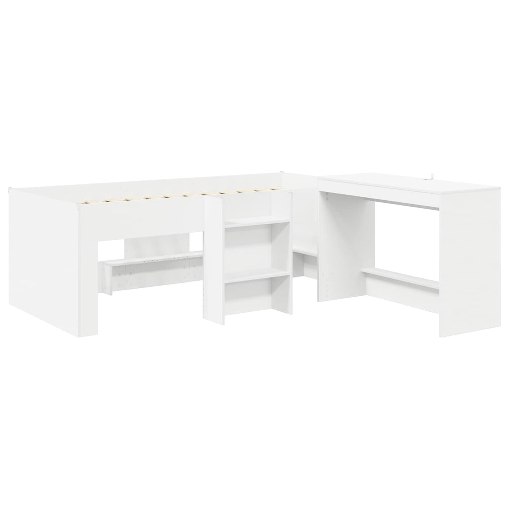 vidaXL Pojedyncze łóżko dla dzieci z biurkiem Biały 90 x 190 cm