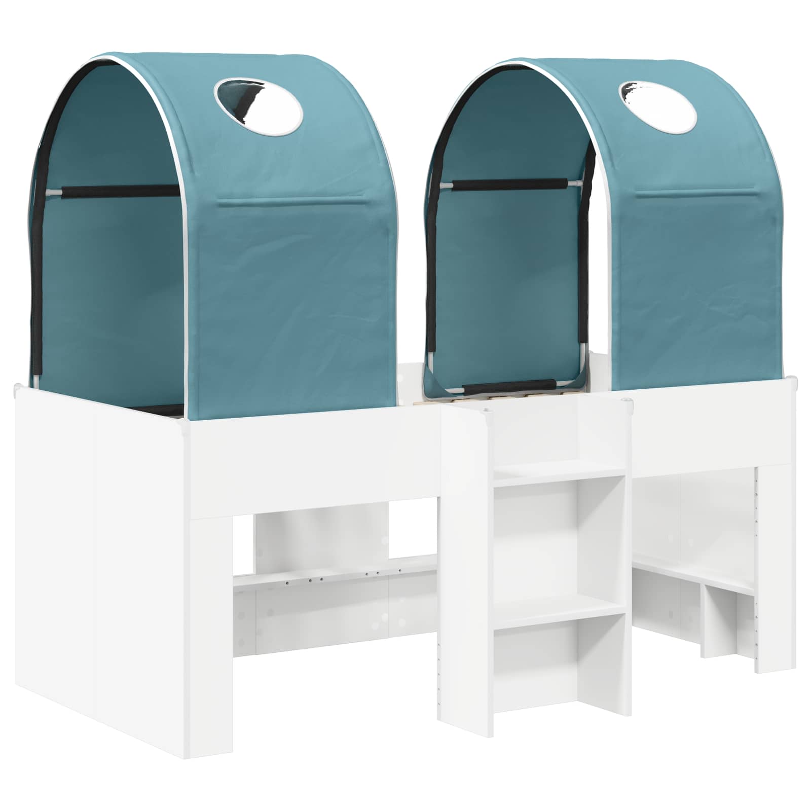 vidaXL Łóżko z Tunel 4 pcs Biały i jasnoniebieski Drewno inżynieryjne