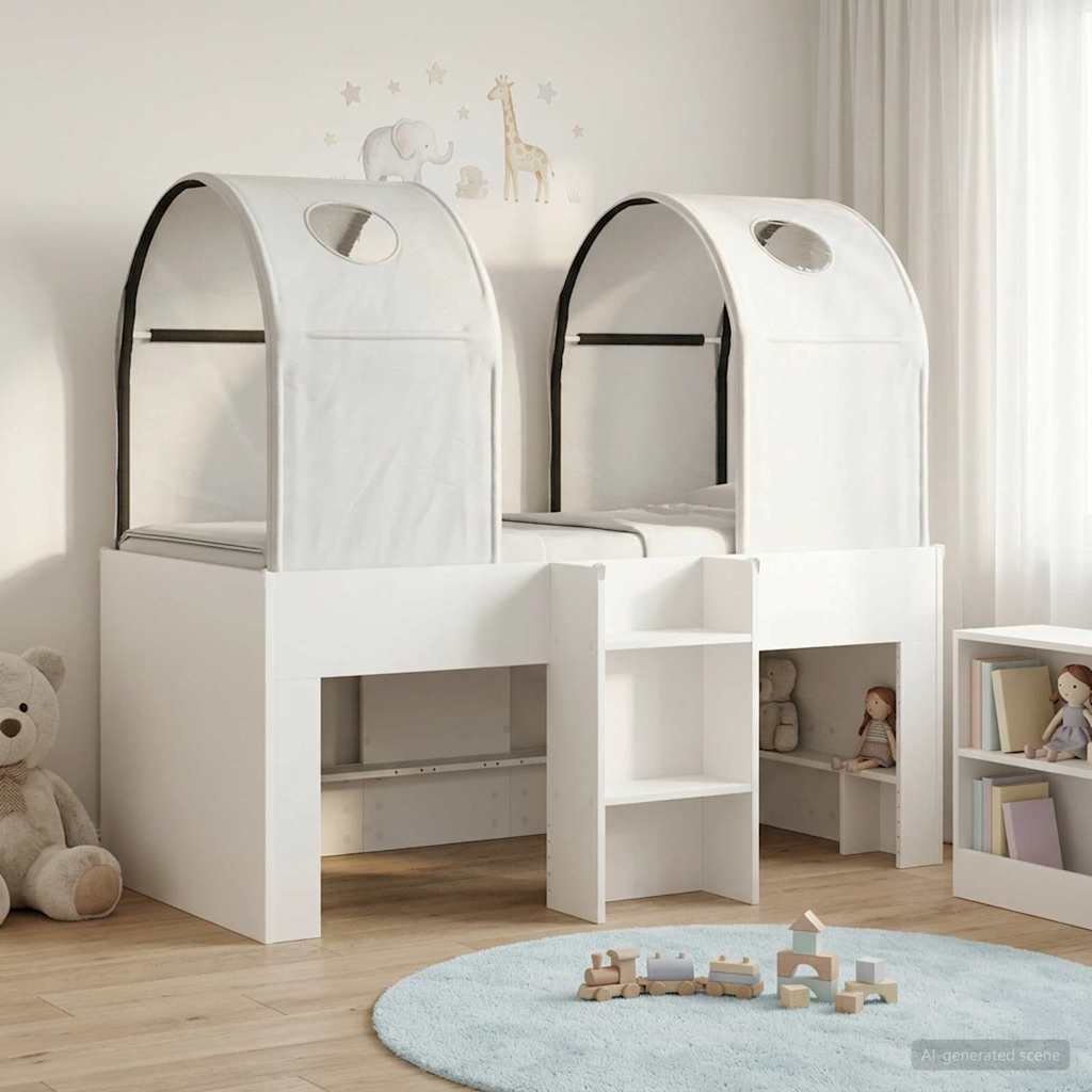 vidaXL Łóżko z Tunel 4 pcs Biały Drewno inżynieryjne