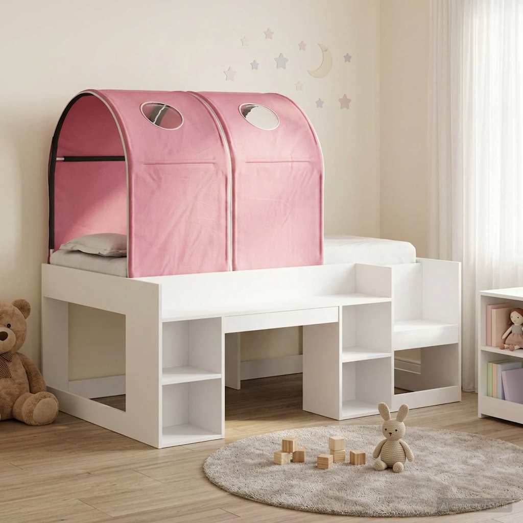 vidaXL Łóżko z Tunelami 4 pcs Biały i różowy Drewno inżynieryjne