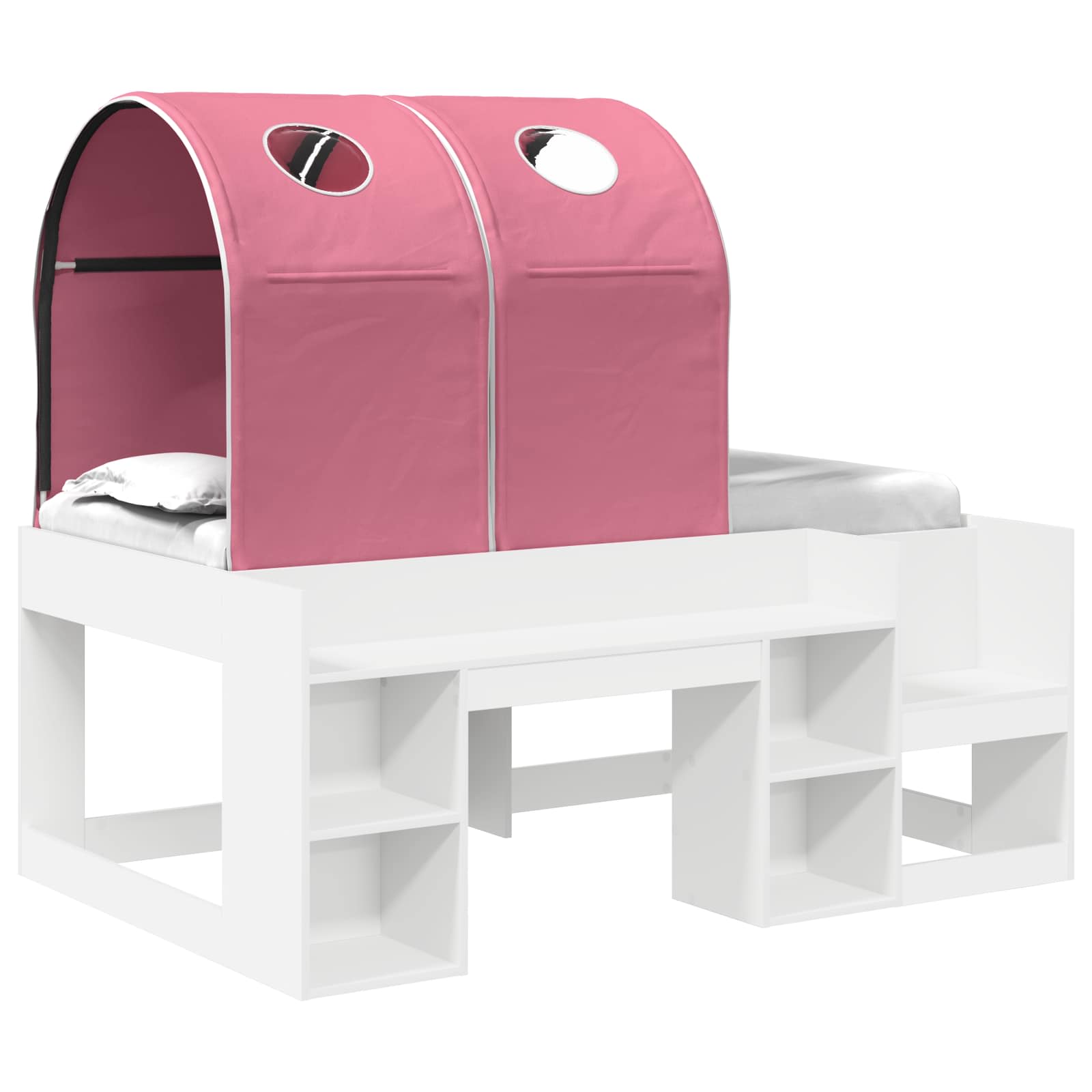 vidaXL Łóżko z Tunelami 4 pcs Biały i różowy Drewno inżynieryjne