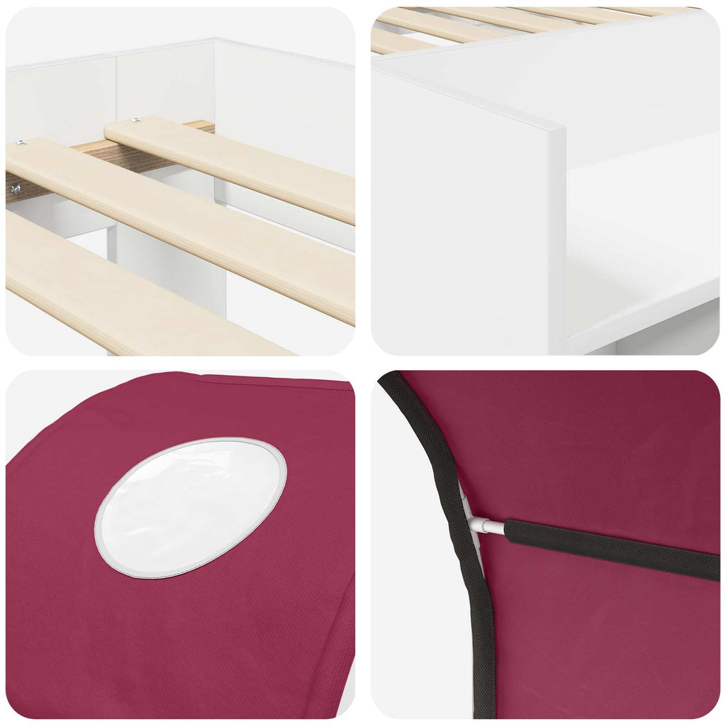 vidaXL Łóżko z Tunelami 4 pcs Biały i czerwony Drewno inżynieryjne
