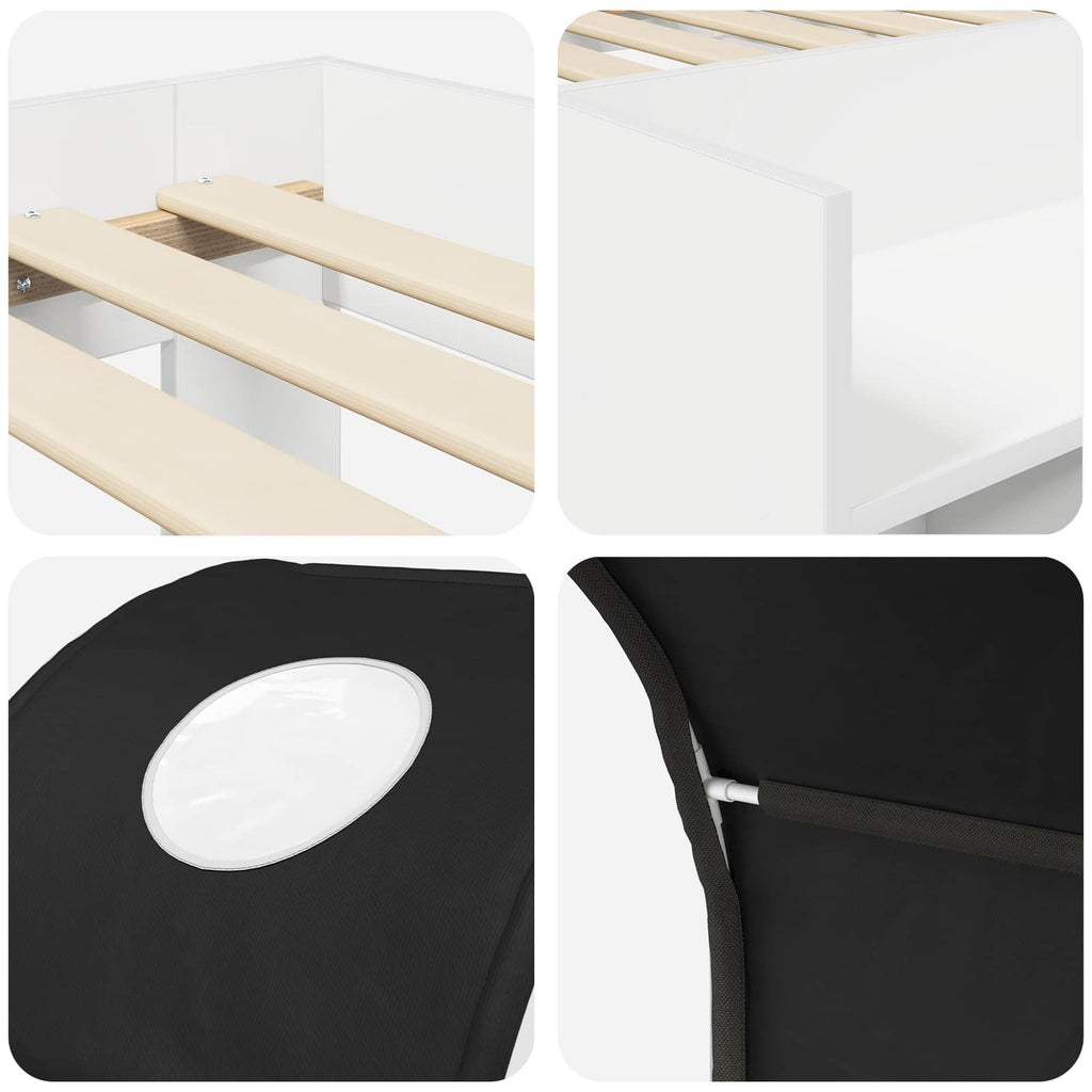 vidaXL Łóżko z Tunelami 4 pcs biały i czarny Drewno inżynieryjne