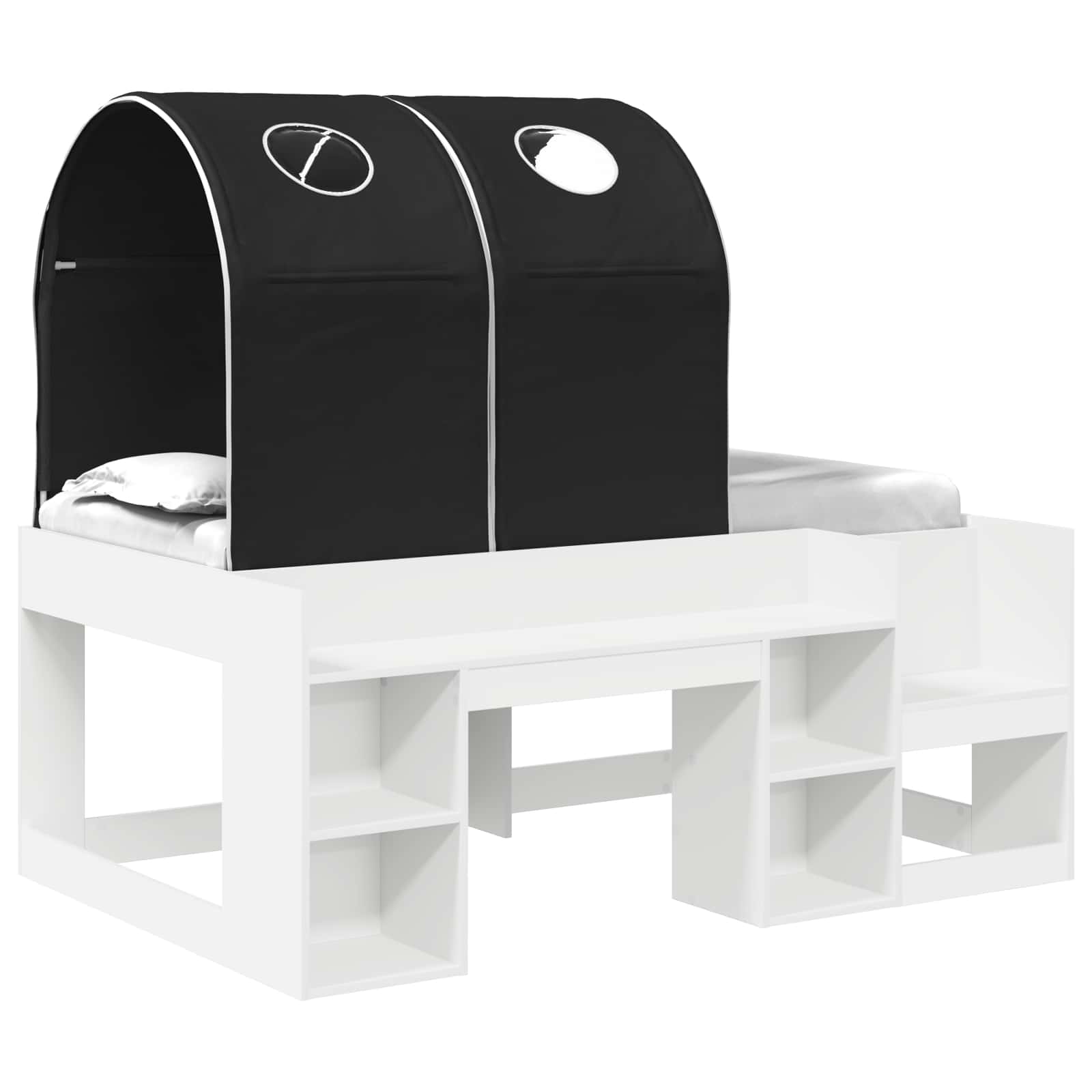 vidaXL Łóżko z Tunelami 4 pcs biały i czarny Drewno inżynieryjne