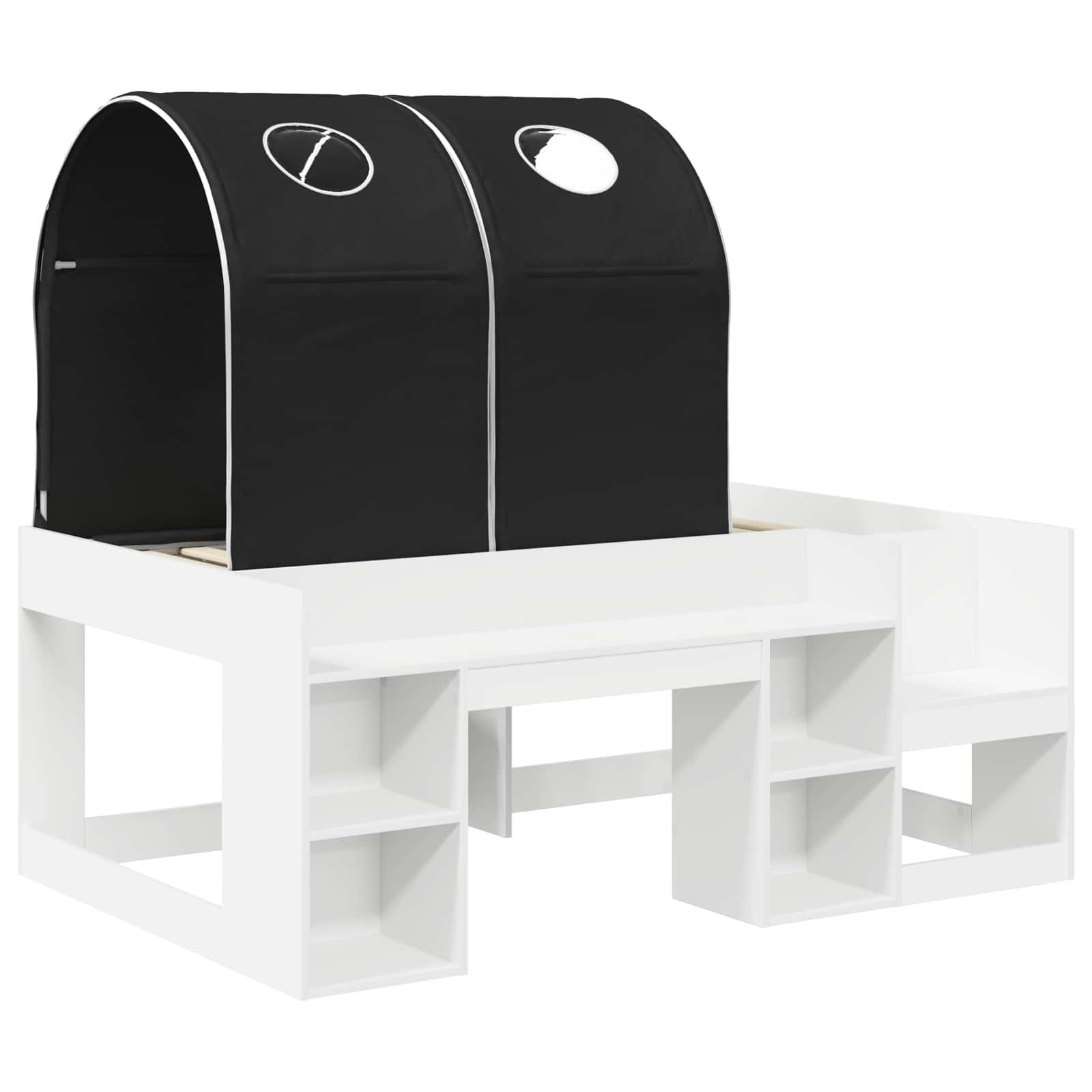 vidaXL Łóżko z Tunelami 4 pcs biały i czarny Drewno inżynieryjne