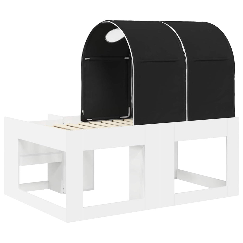 vidaXL Łóżko z Tunelami 4 pcs biały i czarny Drewno inżynieryjne