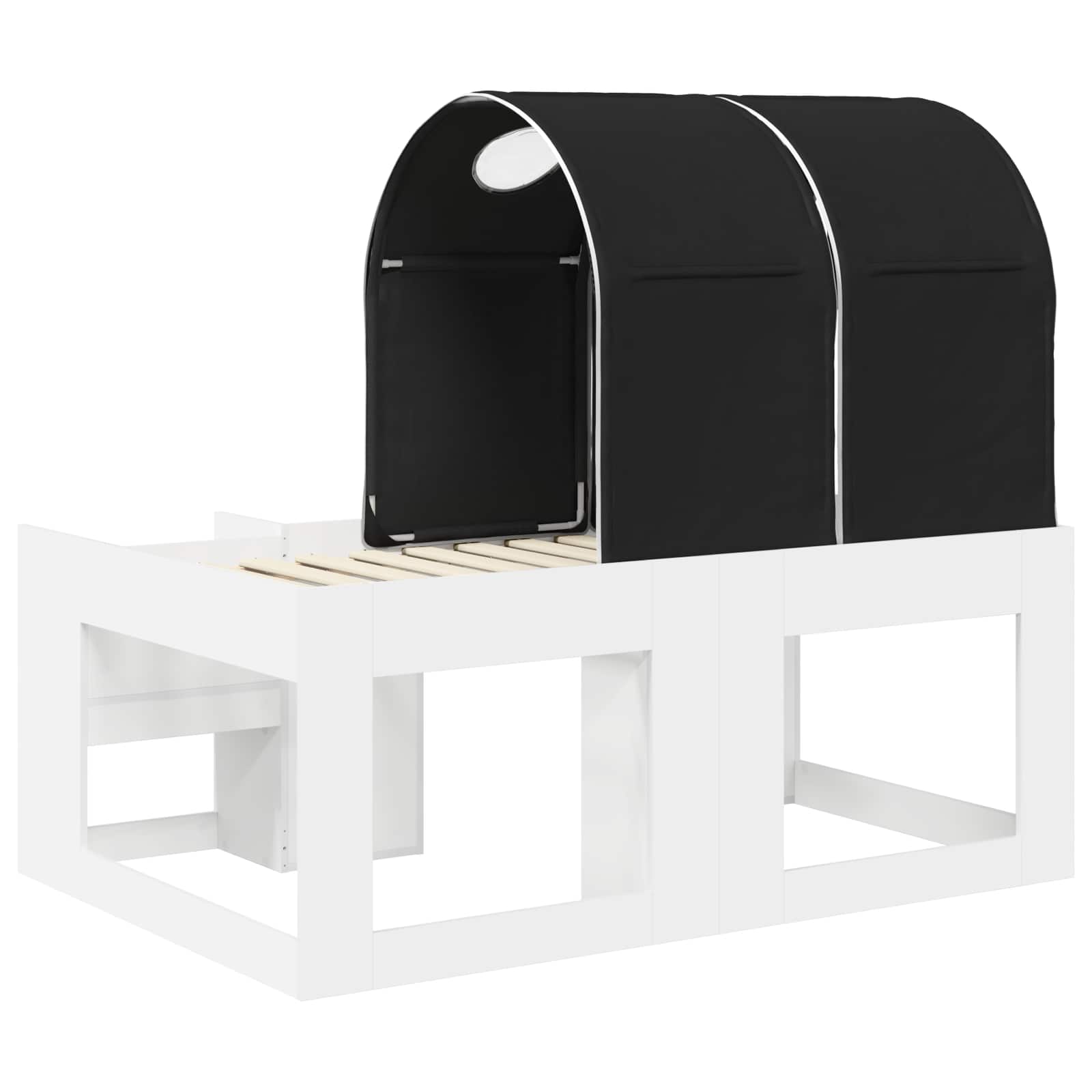 vidaXL Łóżko z Tunelami 4 pcs biały i czarny Drewno inżynieryjne