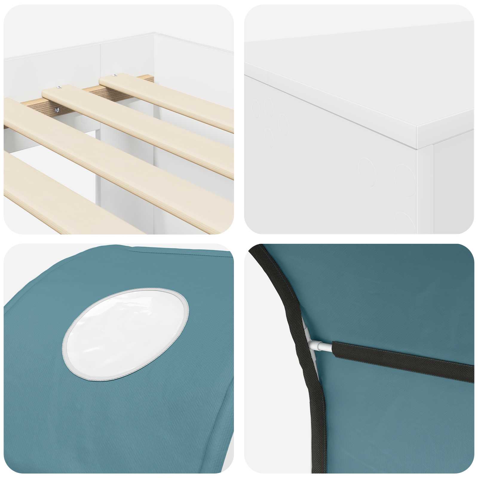 vidaXL Łóżko z Tunelami 4 pcs Dąb Artisian i Jasnoniebieski