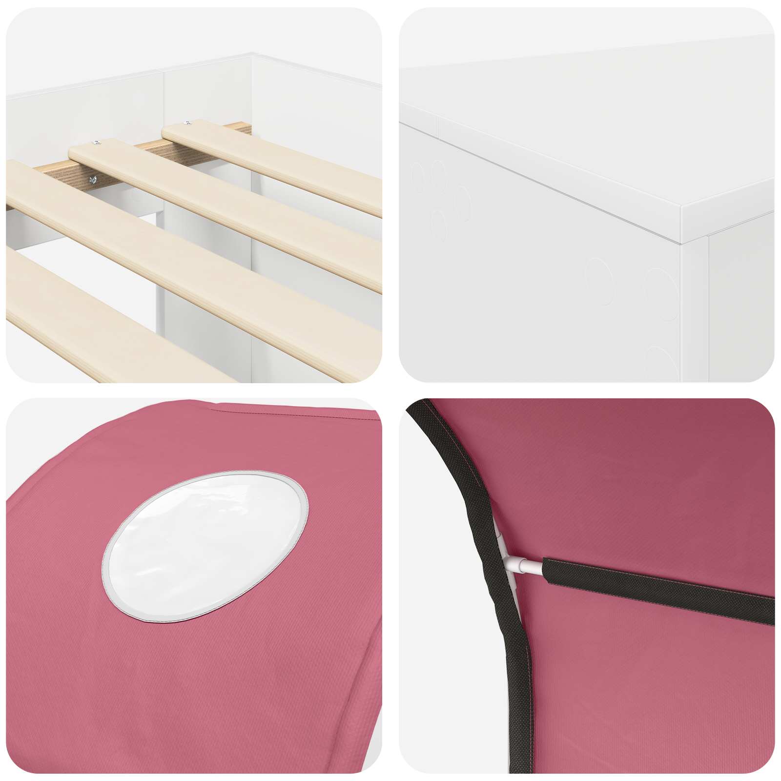 vidaXL Łóżko z Tunelami 4 pcs Dąb Artisian i Różowy