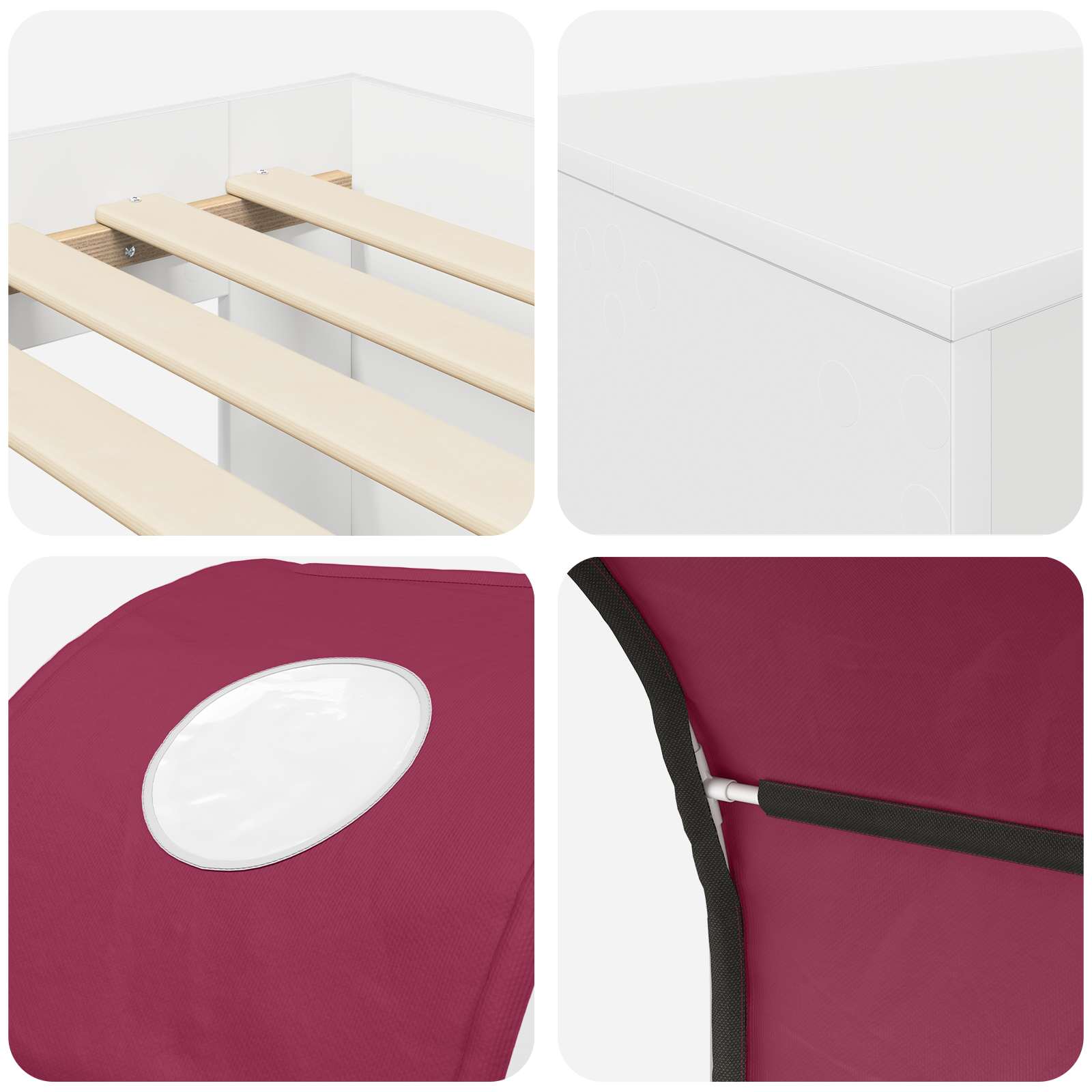 vidaXL Łóżko z Tunelami 4 pcs Dąb Artisian i Czerwony