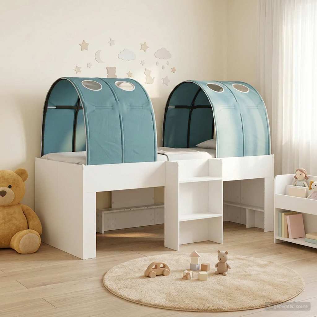 vidaXL Łóżko z Tunelami 4 pcs Biały i jasnoniebieski