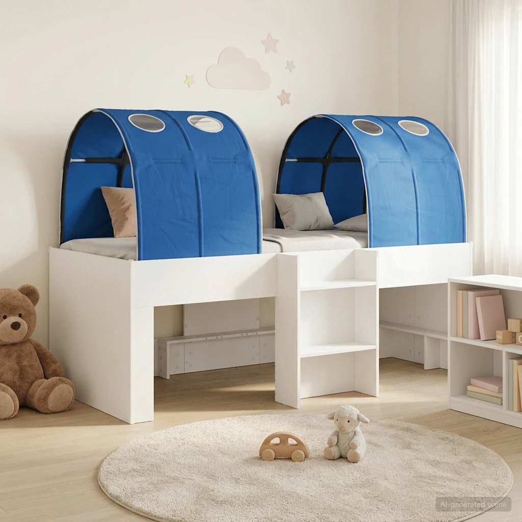 vidaXL Łóżko z Tunelami 4 pcs Biały i niebieski Drewno inżynieryjne