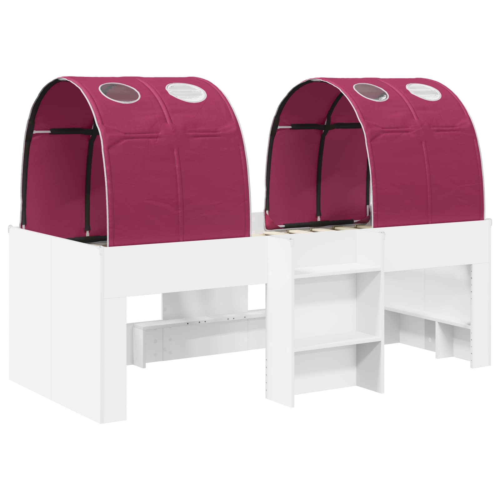 vidaXL Łóżko z Tunelami 4 pcs Biały i czerwony Drewno inżynieryjne