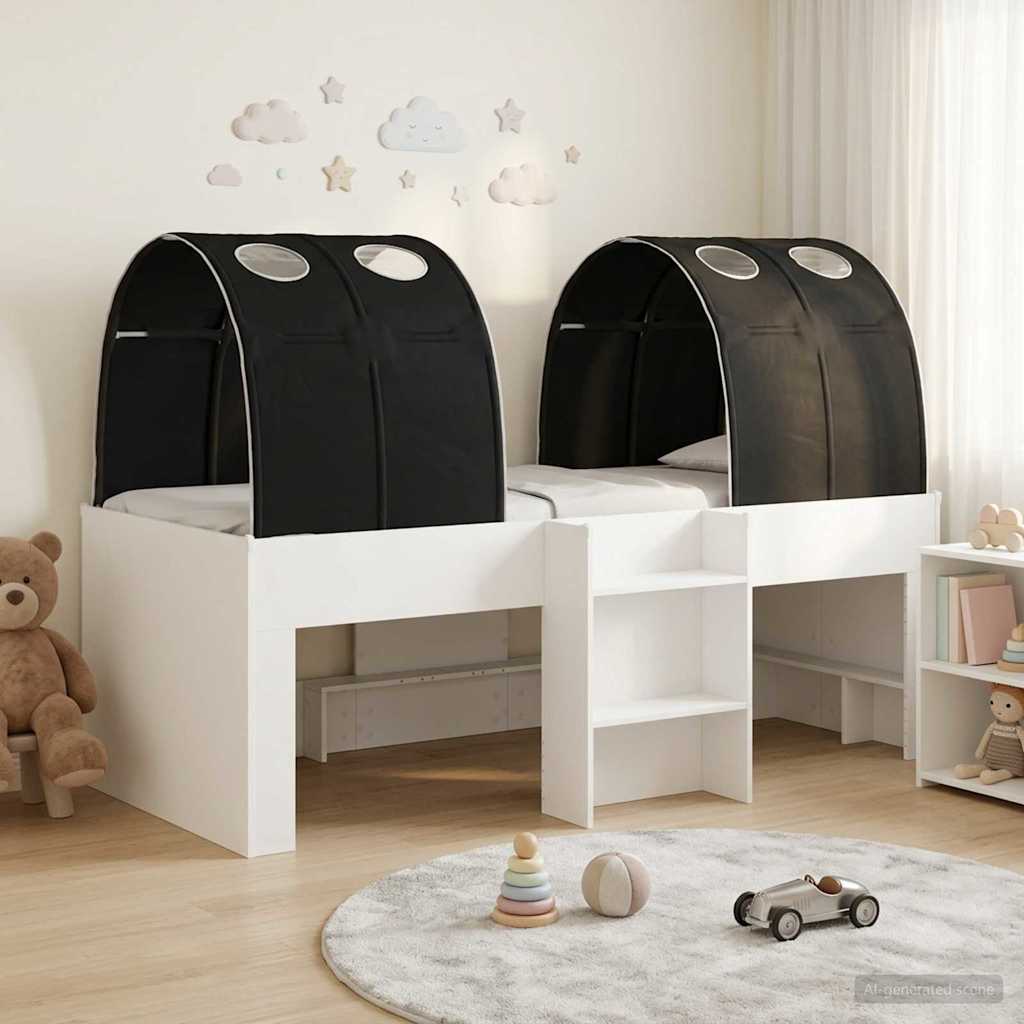 vidaXL Łóżko z Tunelami 4 pcs biały i czarny Drewno inżynieryjne
