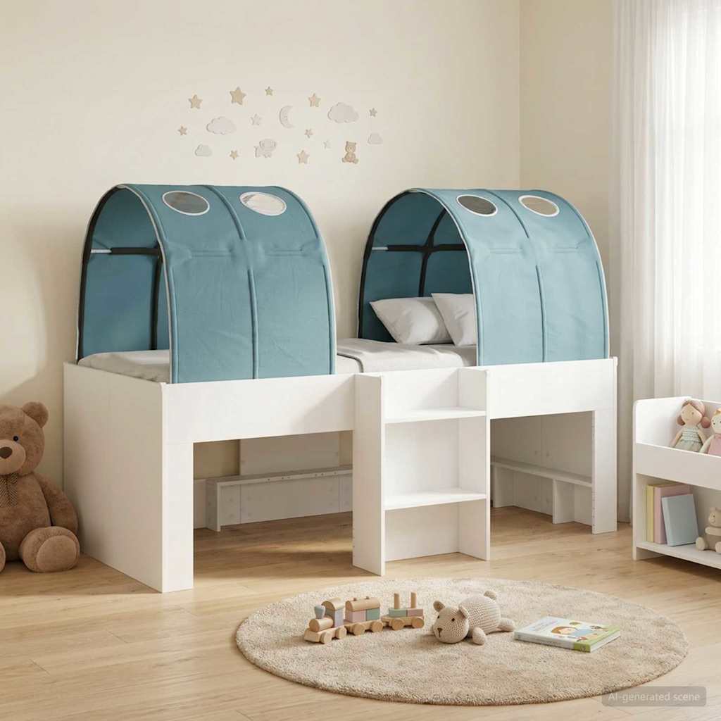 vidaXL Łóżko z Tunelami 4 pcs Biały i jasnoniebieski