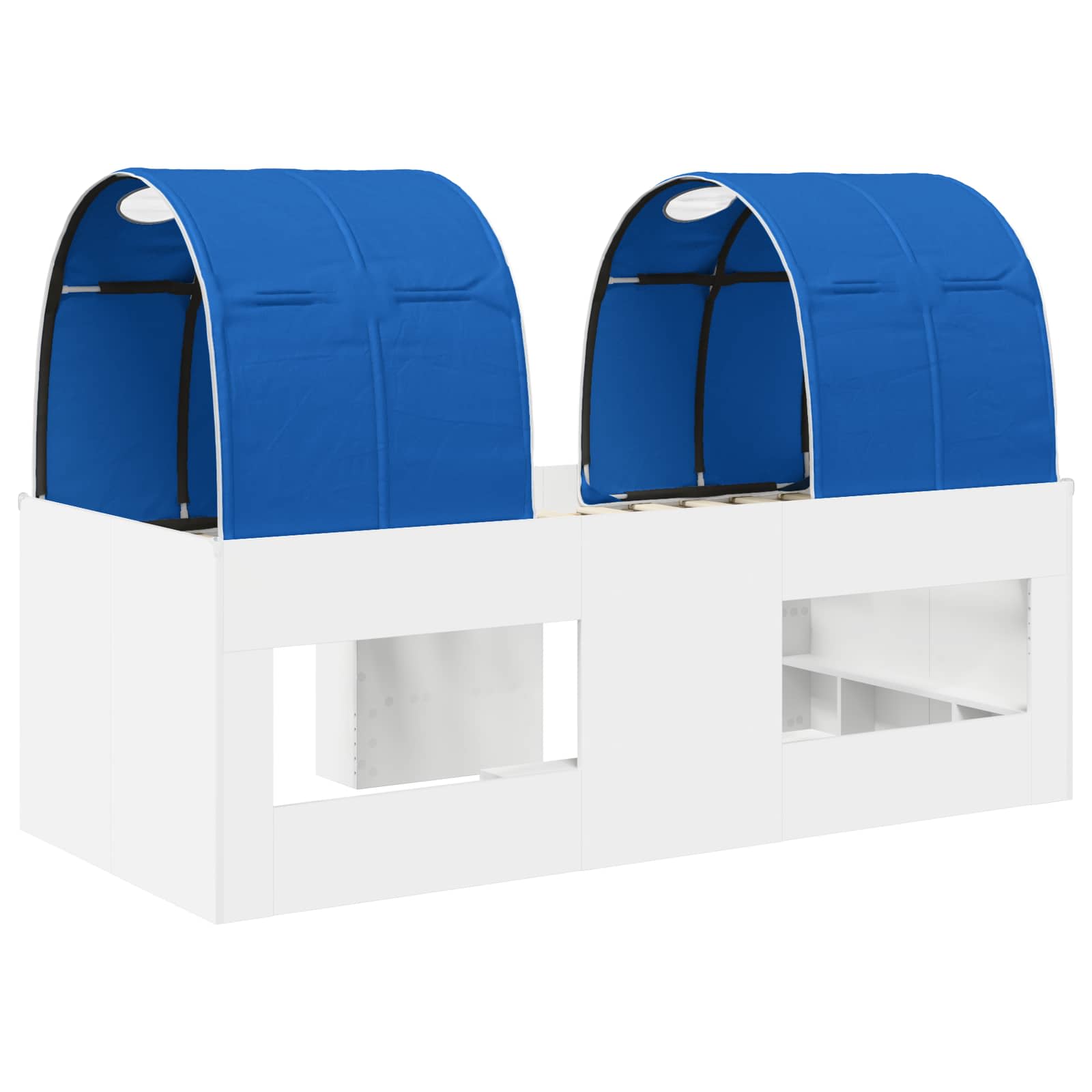 vidaXL Łóżko z Tunelami 4 pcs Biały i niebieski Drewno inżynieryjne