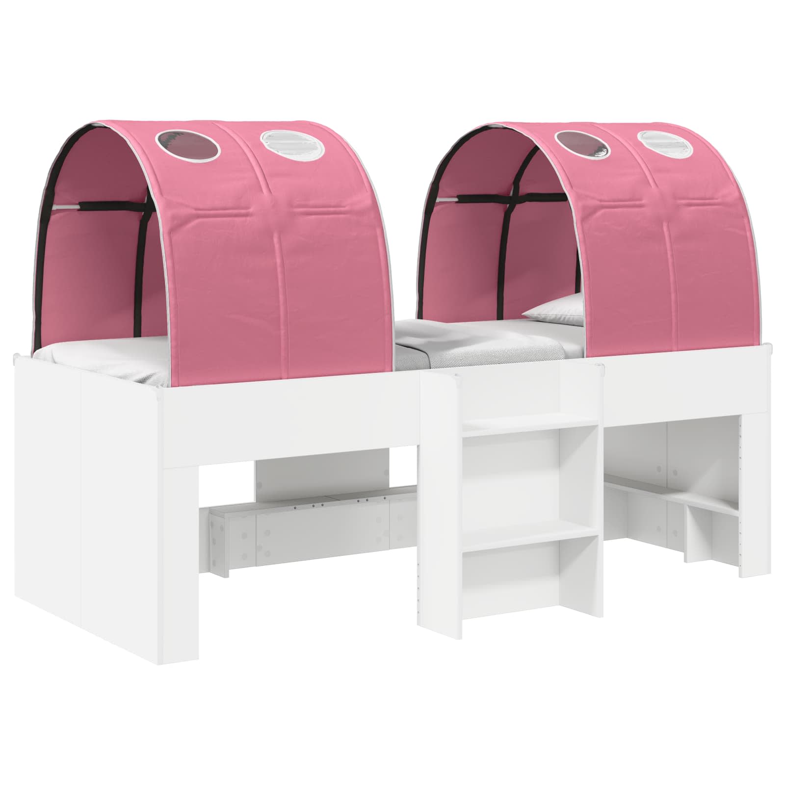 vidaXL Łóżko z Tunelami 4 pcs Biały i różowy Drewno inżynieryjne