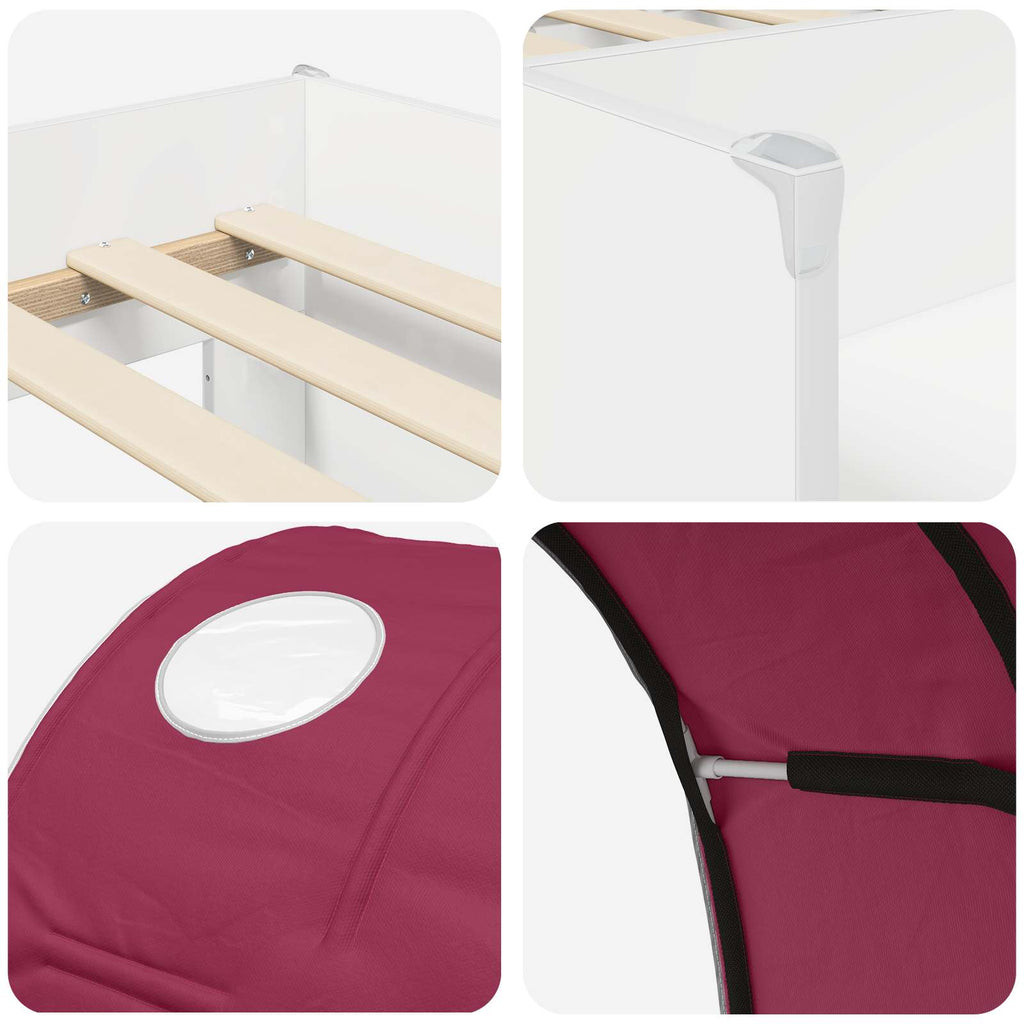 vidaXL Łóżko z Tunelami 4 pcs Biały i czerwony Drewno inżynieryjne