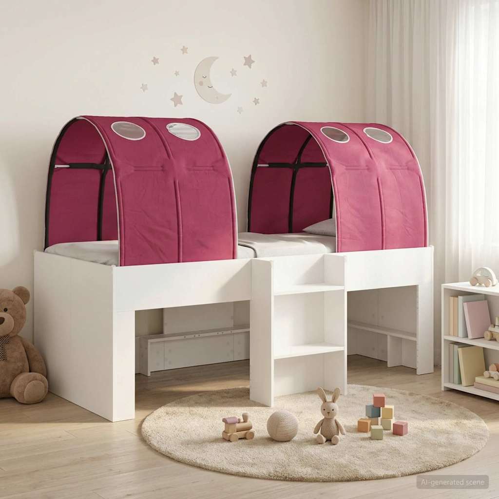 vidaXL Łóżko z Tunelami 4 pcs Biały i czerwony Drewno inżynieryjne