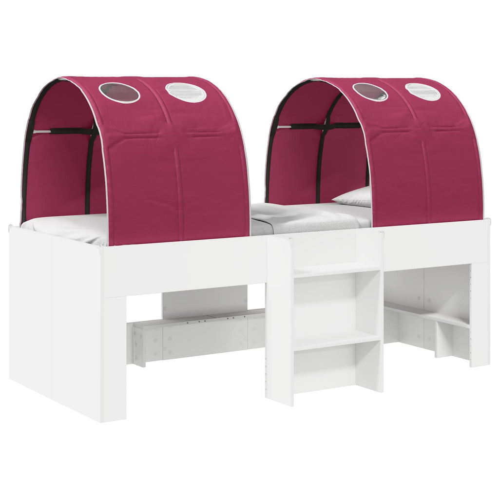 vidaXL Łóżko z Tunelami 4 pcs Biały i czerwony Drewno inżynieryjne