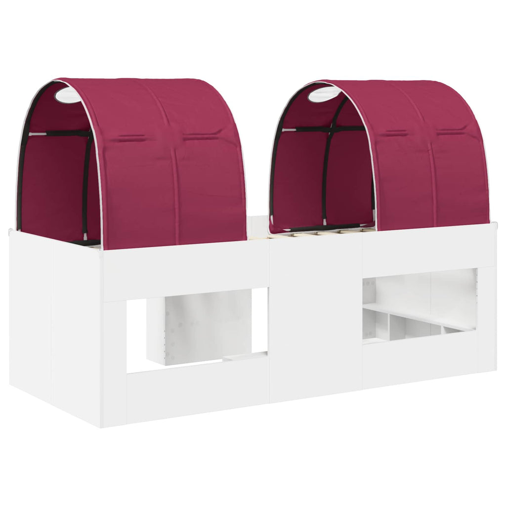 vidaXL Łóżko z Tunelami 4 pcs Biały i czerwony Drewno inżynieryjne