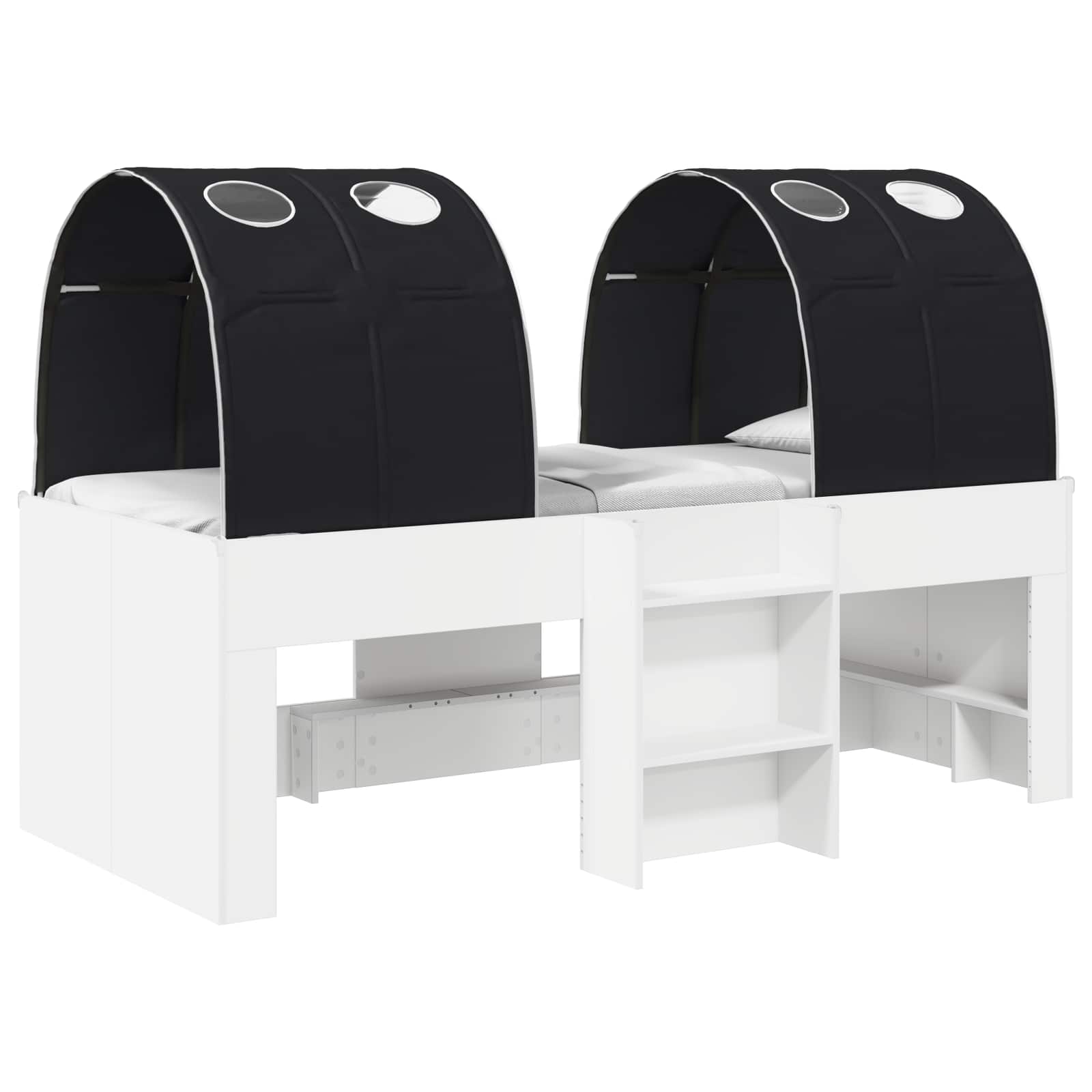vidaXL Łóżko z Tunelami 4 pcs biały i czarny Drewno inżynieryjne