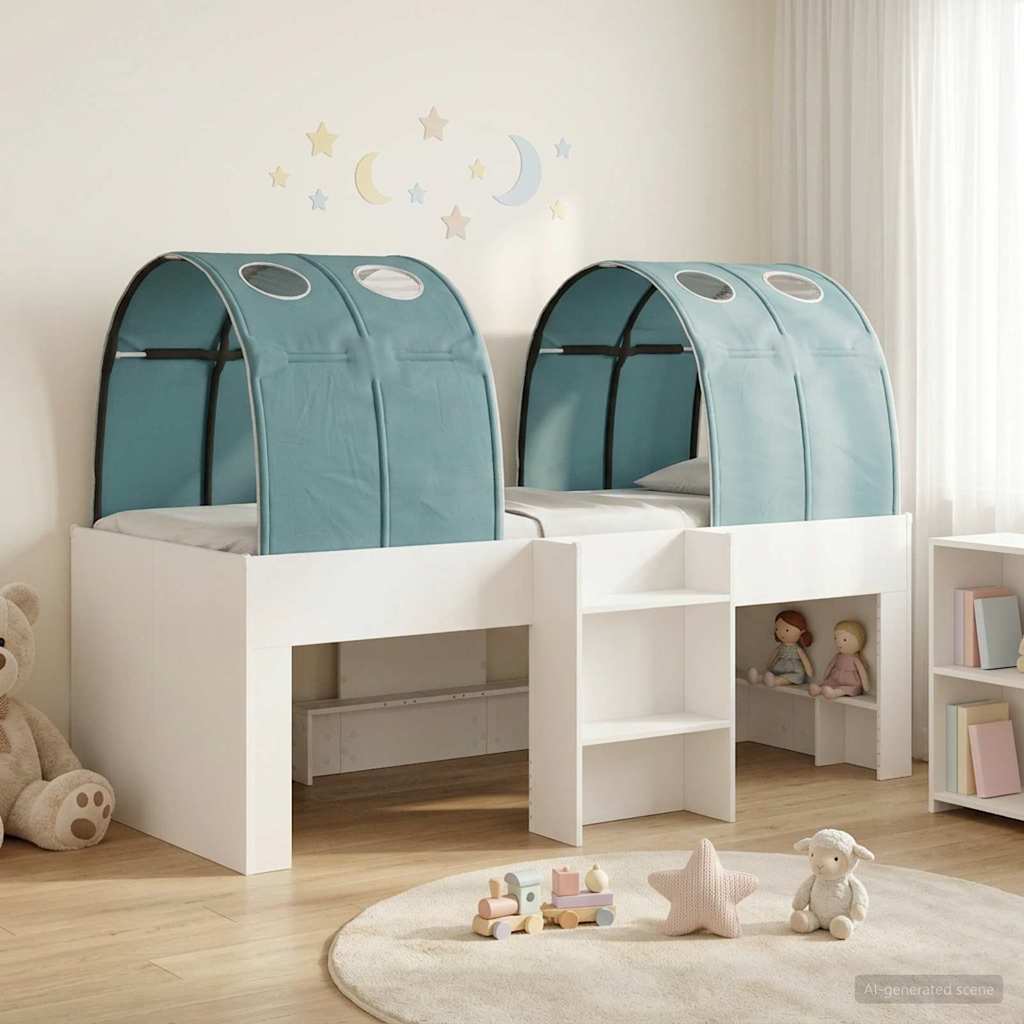 vidaXL Łóżko z Tunelami 4 pcs Biały i jasnoniebieski
