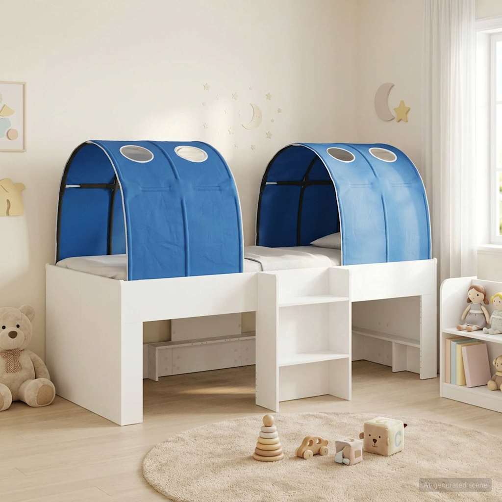 vidaXL Łóżko z Tunelami 4 pcs Biały i niebieski Drewno inżynieryjne
