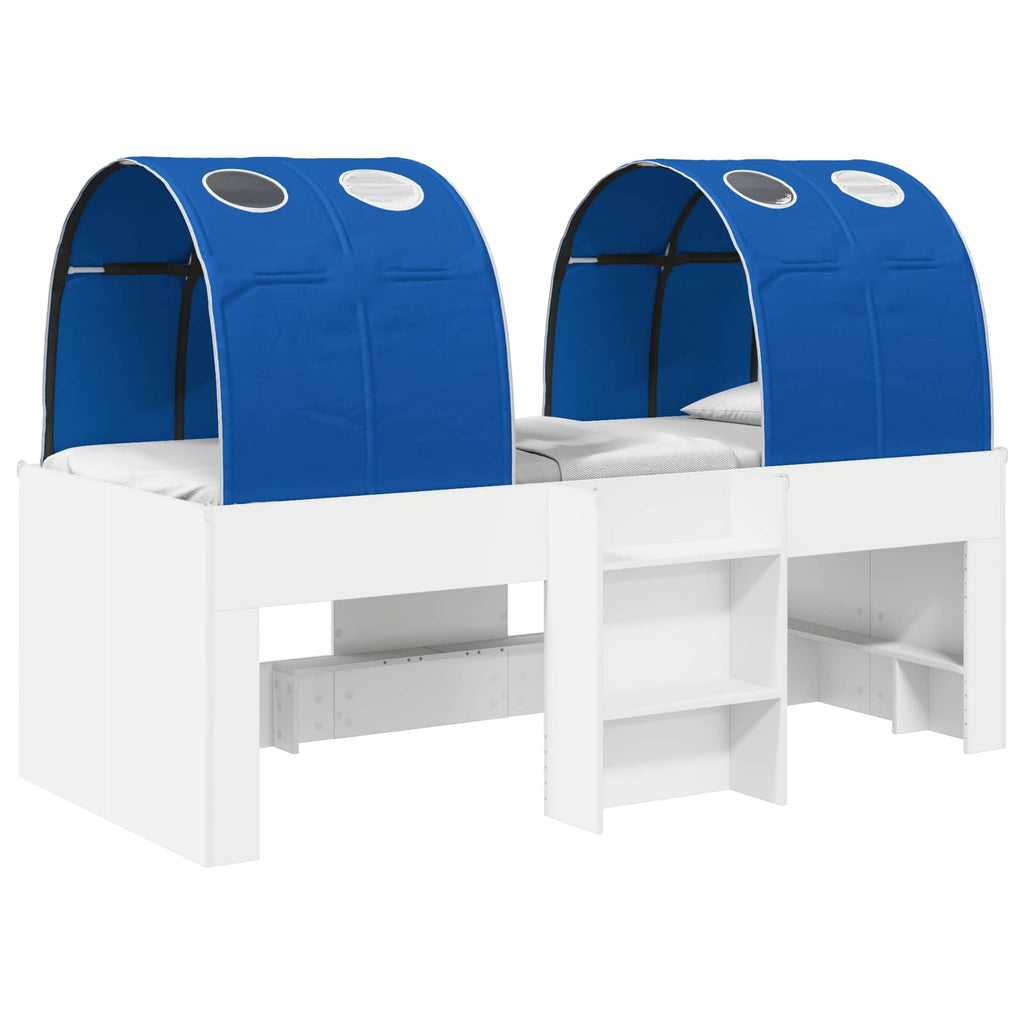 vidaXL Łóżko z Tunelami 4 pcs Biały i niebieski Drewno inżynieryjne