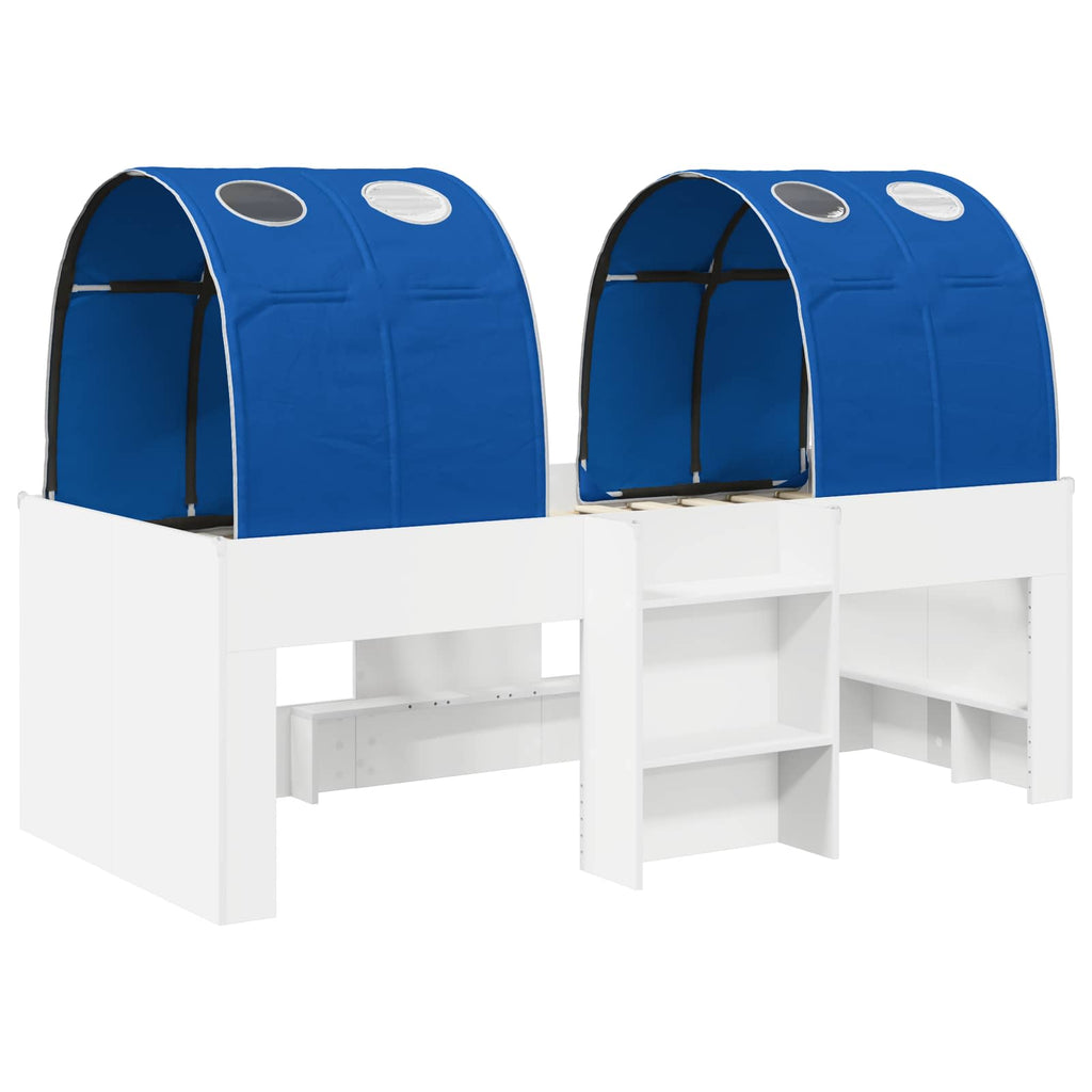 vidaXL Łóżko z Tunelami 4 pcs Biały i niebieski Drewno inżynieryjne