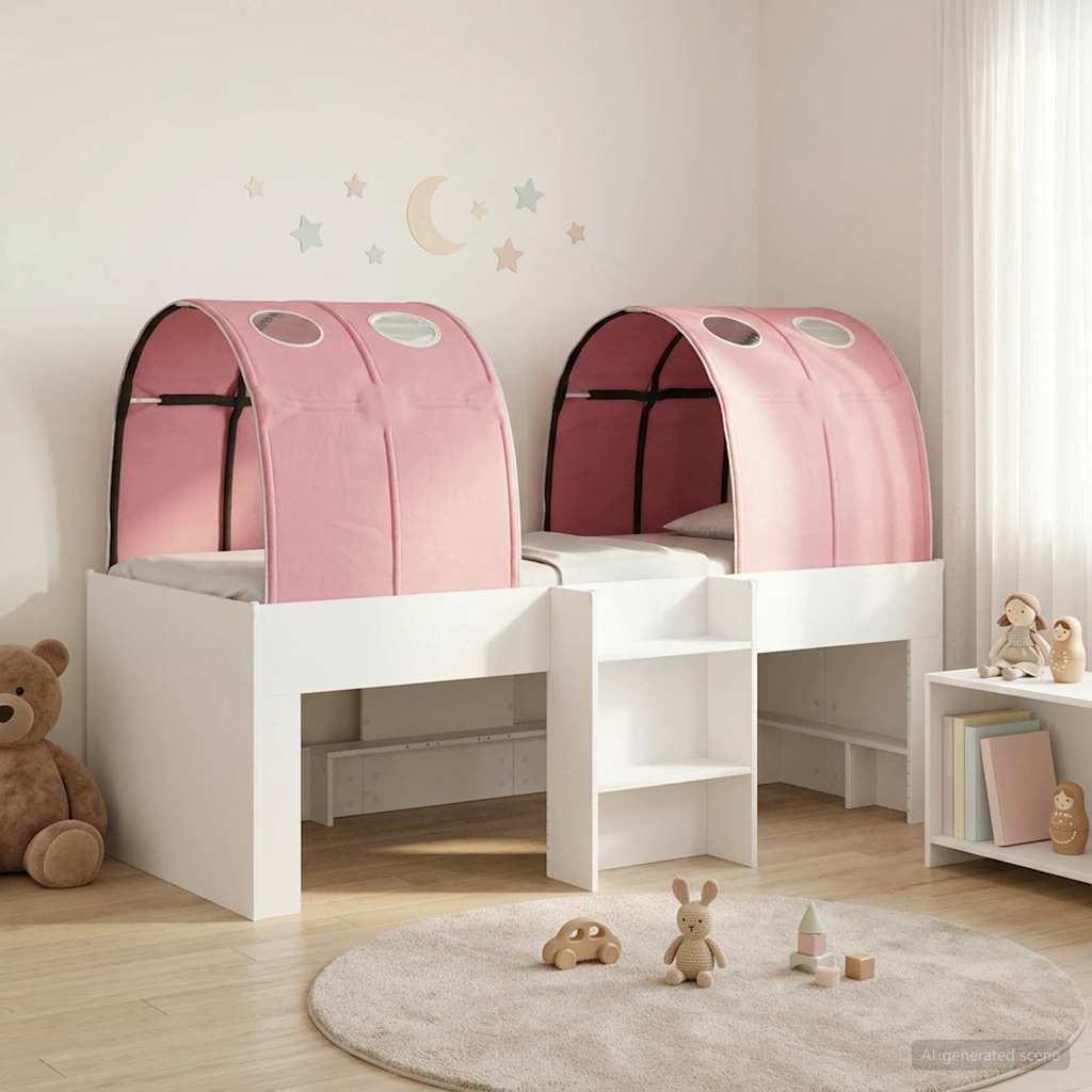 vidaXL Łóżko z Tunelami 4 pcs Biały i różowy Drewno inżynieryjne