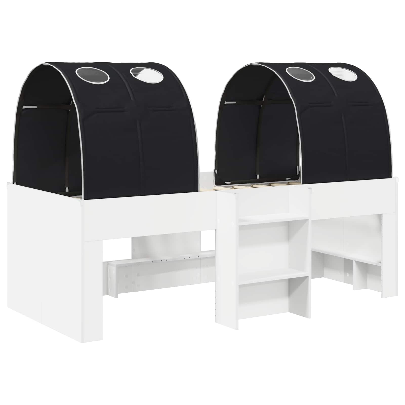 vidaXL Łóżko z Tunelami 4 pcs biały i czarny Drewno inżynieryjne