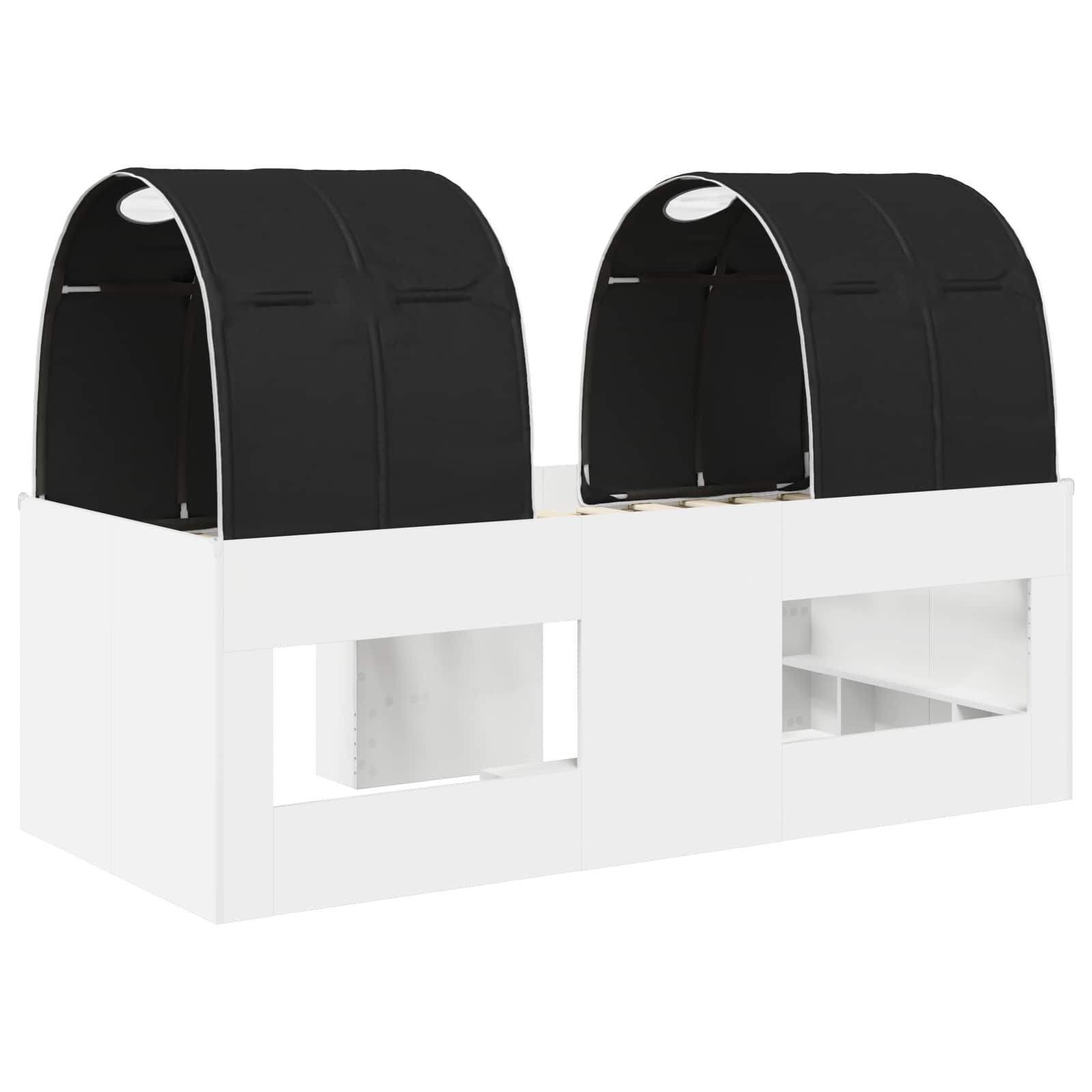 vidaXL Łóżko z Tunelami 4 pcs biały i czarny Drewno inżynieryjne