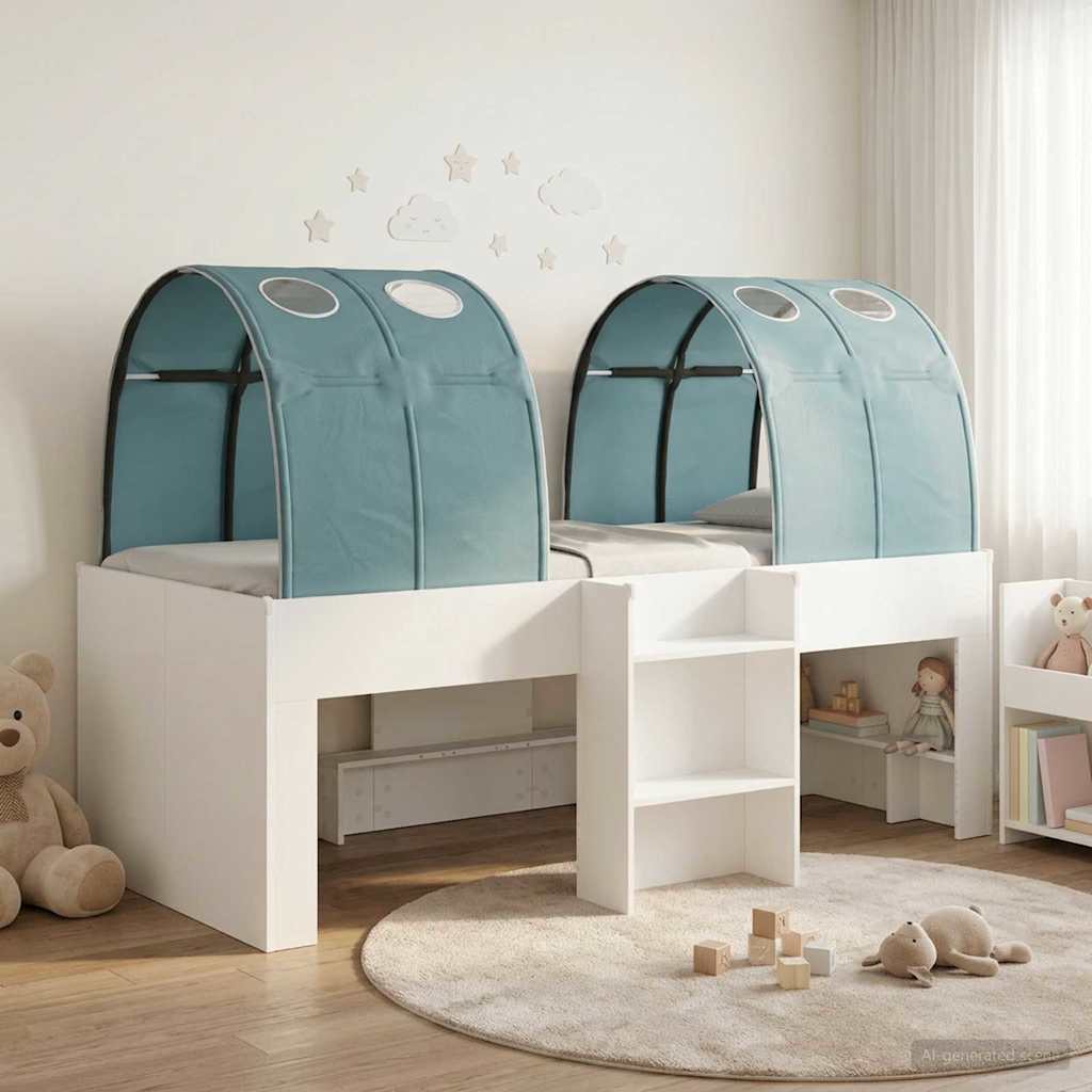 vidaXL Łóżko z Tunelami 4 pcs Biały i jasnoniebieski