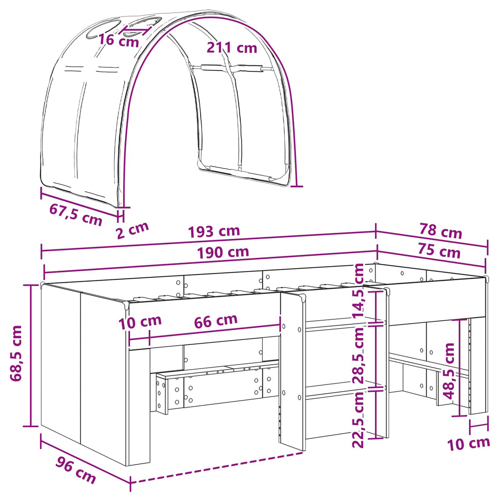 vidaXL Łóżko z Tunelami 4 pcs Biały i jasnoniebieski
