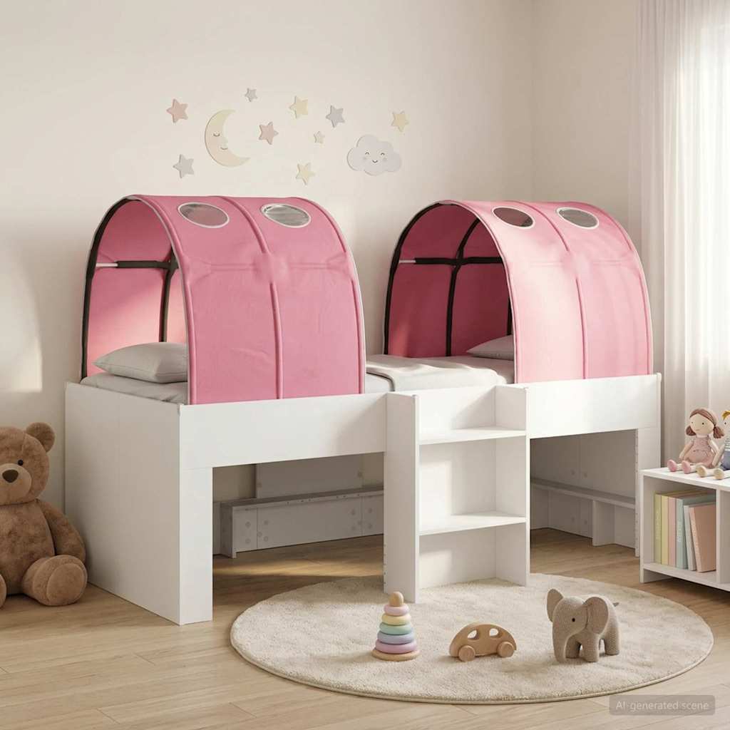 vidaXL Łóżko z Tunelami 4 pcs Biały i różowy Drewno inżynieryjne
