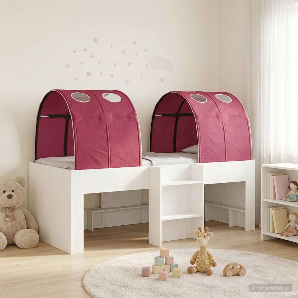 vidaXL Łóżko z Tunelami 4 pcs Biały i czerwony Drewno inżynieryjne